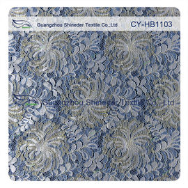 Tela floral azul del cordón del guipur de Chantilly de la flor blanca del oro de la moda proveedor