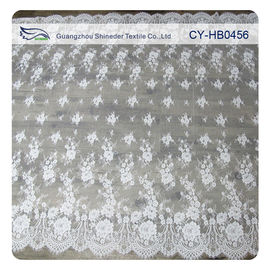 Aduana floral de nylon de marfil de la tela del cordón de Chantilly Embroideried impresa proveedor