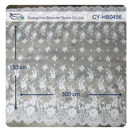 Aduana floral de nylon de marfil de la tela del cordón de Chantilly Embroideried impresa proveedor