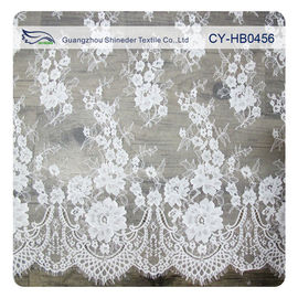 Aduana floral de nylon de marfil de la tela del cordón de Chantilly Embroideried impresa proveedor