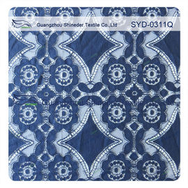 Tela de nylon del encaje elástico del algodón geométrico azul profundo hermoso/tela del visillo proveedor