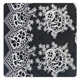 Tela floral negra hermosa del cordón del algodón del poliéster, tela suiza del cordón de la moda proveedor
