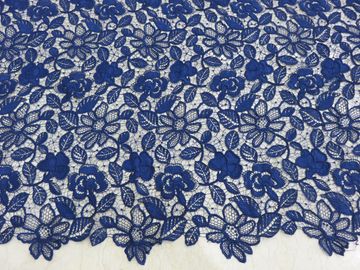 Trabajo hecho a mano bordado floral de la tela del cordón del cordón del azul real para el vestido de la mujer proveedor
